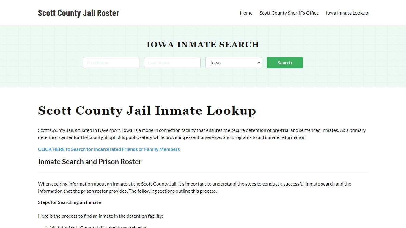 Scott County Jail Roster Lookup, IA, Inmate Search